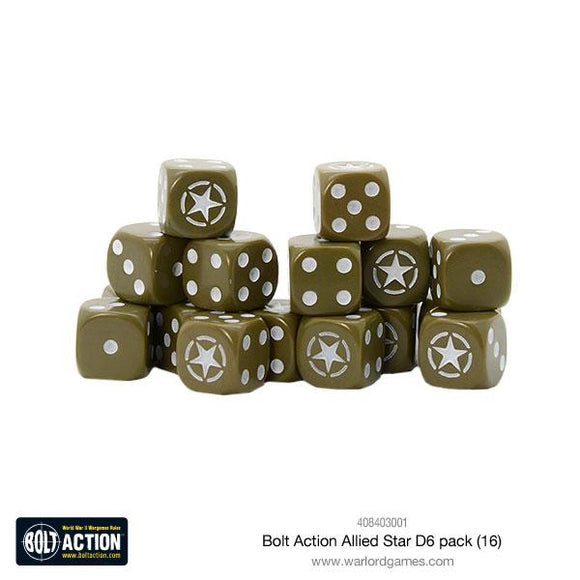 Bolt Action Allied Star D6 Dice (16)