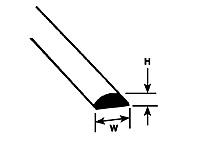 Plastruct 6.4MM Half Round Rods per 5